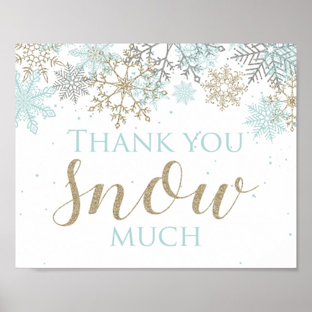 Poster Placa de agradecimento Winter Onederland Snow Much (Frente)