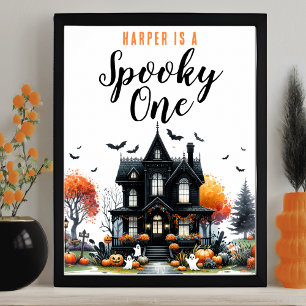 Poster Placa de Aniversário de Halloween do Assustador