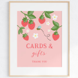 Poster Placa de Aniversário Festa Doce Morango Rosa