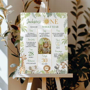 Poster Placa de Aniversário Safari Animal Wild One Primei