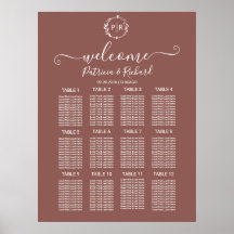 Placa de Assento de Casamento com Monograma em Plá