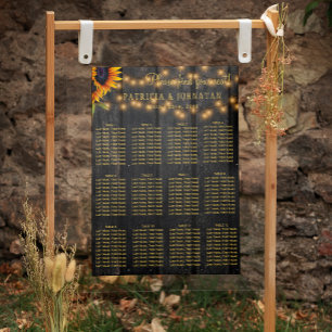 Poster Placa de assentos de casamento para lâmpadas flora