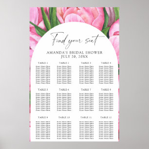 Poster Placa de assentos de flores de coloração aquosa