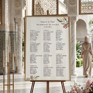 Poster Placa de Assentos do Casamento Floral Rosa Peôni