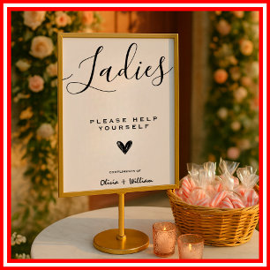 Poster Placa de Banheiro de Casamento Moderna Elegante Mi