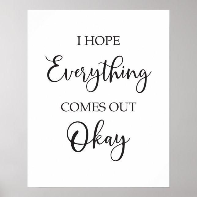 Poster placa de banheiro | Espero que tudo saia bem (Frente)