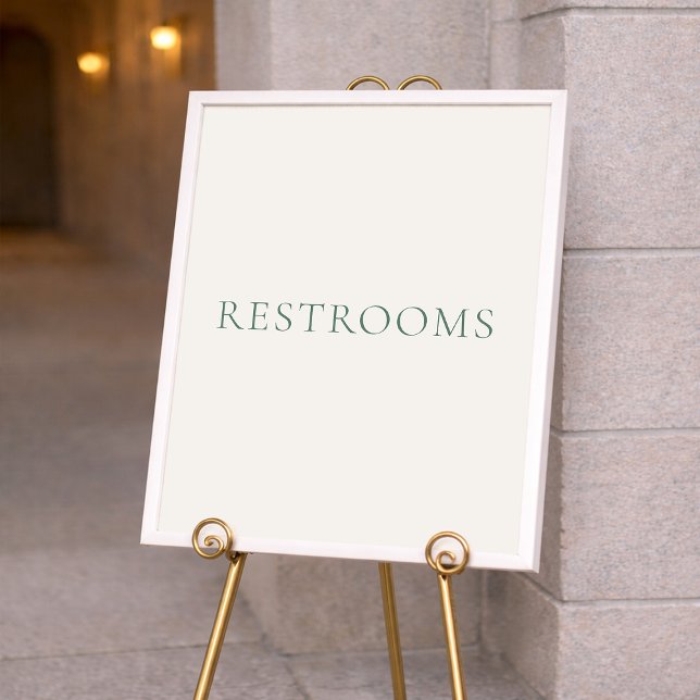 Poster Placa de Banheiros de Casamento em Verde Sage Mini (Criador carregado)