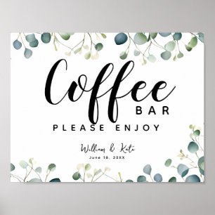 Poster Placa de bar de café Eucalyptus botânico