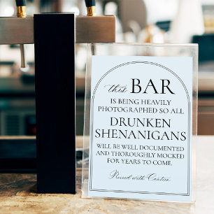 Poster Placa de Bar de Casamento com Humor Minimalista