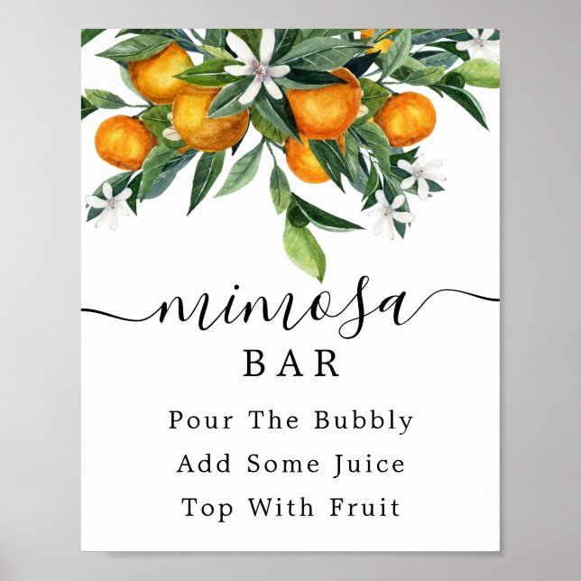 Poster Placa de Bar de Mimosa de Citrus (Frente)