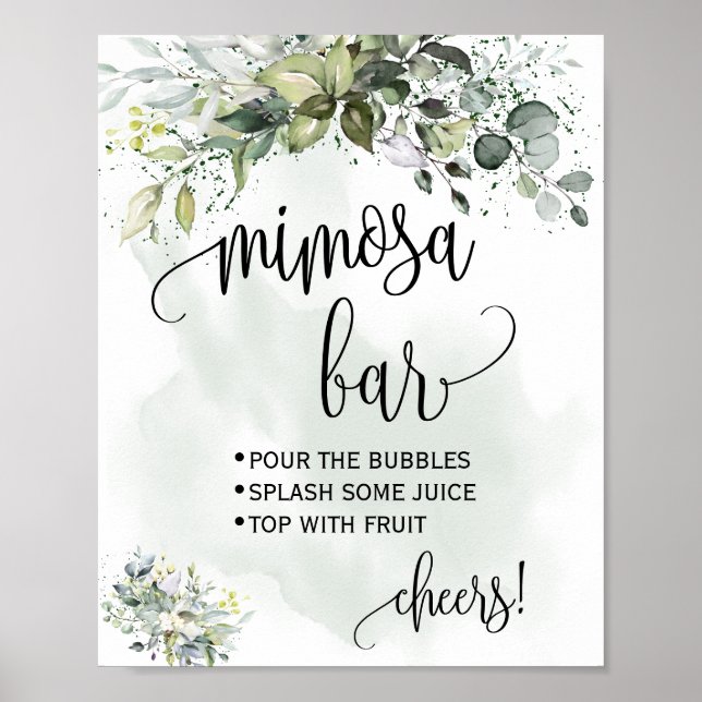 Poster Placa de bar de Mimosa para chá de noiva de casame (Frente)