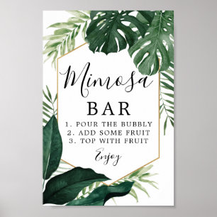 Poster Placa de Bar Mimosa Monstera Tropical