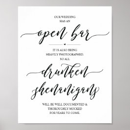 Poster Placa de barra aberta no casamento, travessuras bê