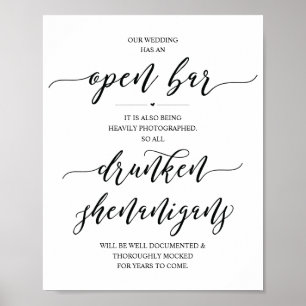Poster Placa de barra aberta no casamento, travessuras bê