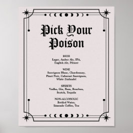 Poster Placa de barra de casamento de Halloween sombrio e