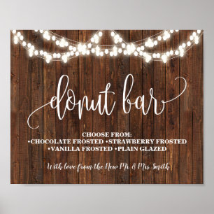 Poster Placa de barra de Donut para casamento Western Bri