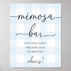 Poster Placa de barra de Mimosa em Xadrez Azul
