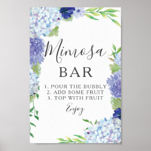 Poster Placa de barra de Mimosa Hortênsia Azul
