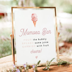 Poster Placa de Barra de Momosa para Chá de Bebê com Sorv