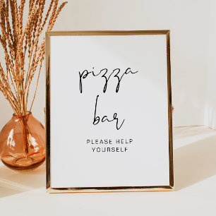 Poster Placa de Barra de Pizza, Estação de Comida Minimal