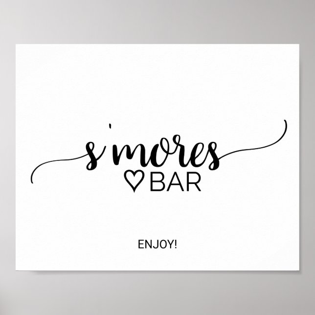Poster Placa de Barra de S'mores com Caligrafia Preta Sim (Frente)