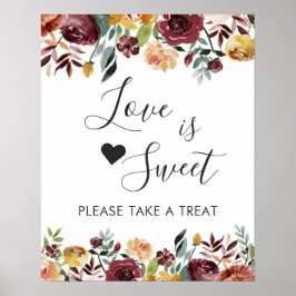 Poster Placa de Barra de Sobremesa Amor É Doce Floral Bor