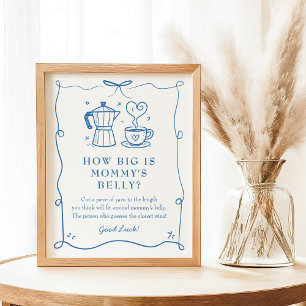 Poster Placa de Barriga para Chá de Bebê de Café
