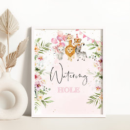 Poster Placa de bebedouro da savana. Bebidas tropicais