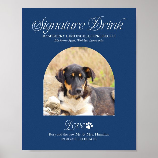 Poster Placa de Bebida de Assinatura de Casamento de Pet  (Frente)