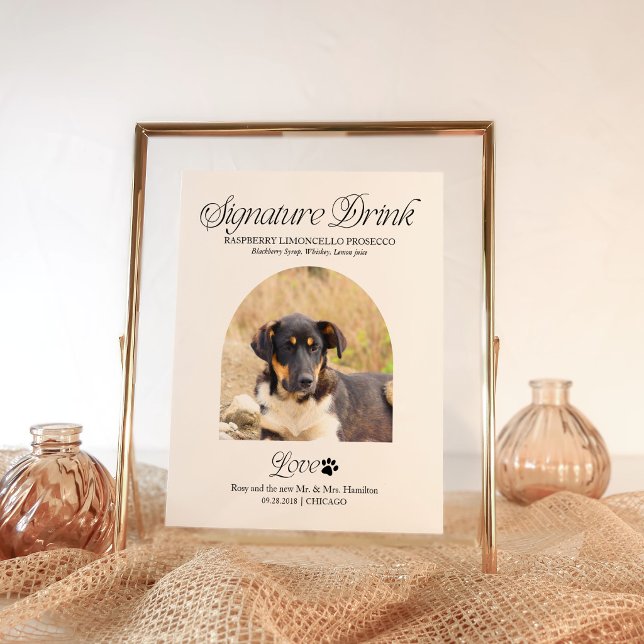 Poster Placa de Bebida de Assinatura de Casamento de Pet  (Criador carregado)