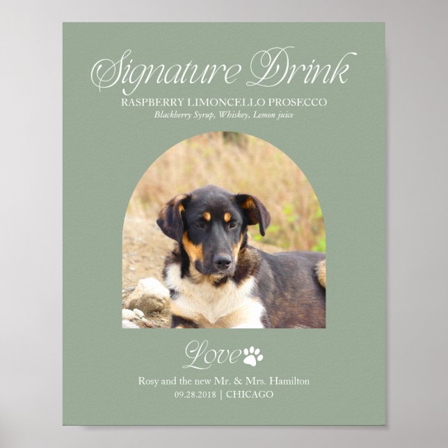 Poster Placa de Bebida de Assinatura de Casamento de Pet  (Frente)