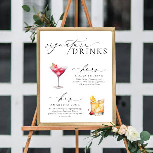 Poster Placa de Bebidas com Assinatura Minimalista Modern
