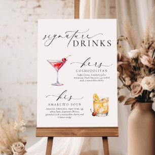 Poster Placa de Bebidas com Assinatura Minimalista Modern