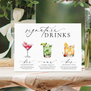 Poster Placa de Bebidas com Assinatura Minimalista Modern