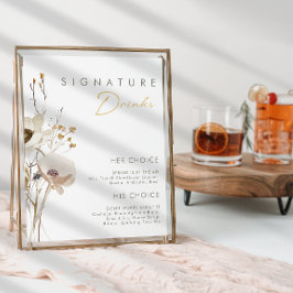 Poster Placa de Bebidas com Selo de Flor Silvestre Capric