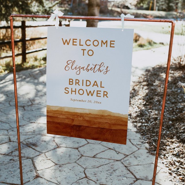 Poster Placa de Boas-Vindas Abstrata em Aquarela Terracot (Criador carregado)