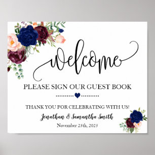 Poster Placa de boas-vindas ao nosso livro de visitas cas
