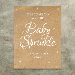 Poster Placa de Boas-Vindas Bebê Coração de Amor Dourado 