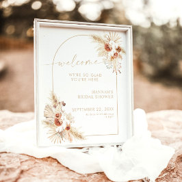 Poster Placa de Boas-Vindas Bege Boho Chá de Noiva