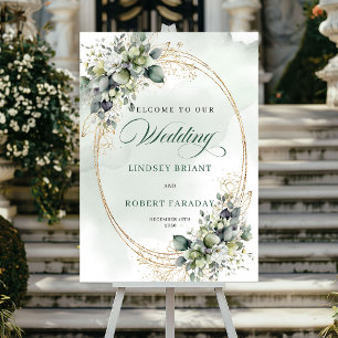 Poster Placa de Boas-Vindas Botânica de Rosas Brancas Rom