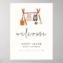 Poster Placa de Boas-Vindas | Chá de Bebê de Roupas Boho