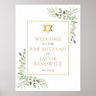 Poster Placa de Boas-Vindas com Folhagens para Bar/Bat Mi