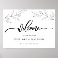 Placa de Boas-Vindas com Folhas de Folhagem em Art