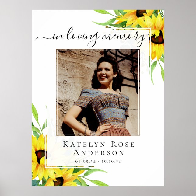 Poster Placa de Boas-Vindas com Foto de Girassol em Memór (Frente)