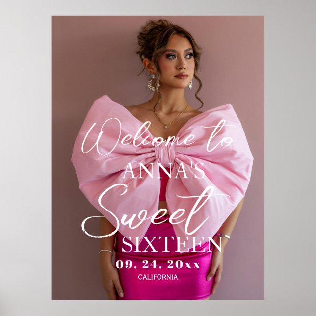 Poster Placa de Boas-Vindas com Foto Moderna para Sweet 1 (Frente)