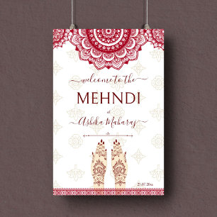 Poster Placa de boas-vindas com mandalas marrom em casame