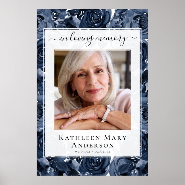 Poster Placa de Boas Vindas com Rosas e Foto em Memória A (Frente)