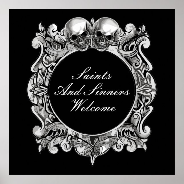Poster Placa de Boas-Vindas da Festa de Halloween Saints  (Frente)
