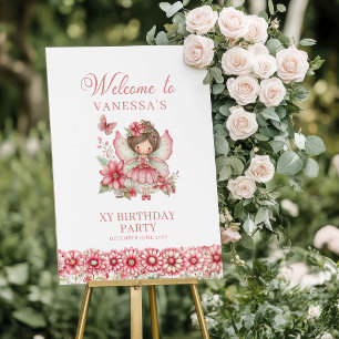 Poster Placa de Boas-Vindas de 1º Aniversário da Fada Fof