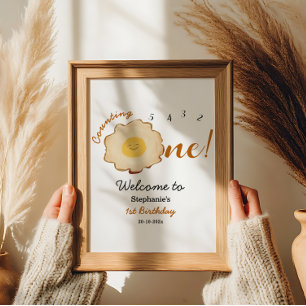 Poster Placa de Boas-Vindas de 1º Aniversário de Ovo Frit